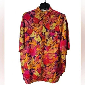 Vintage Unionbay Hawaiian Floral Shirt Men’s Medium Retro Button Up